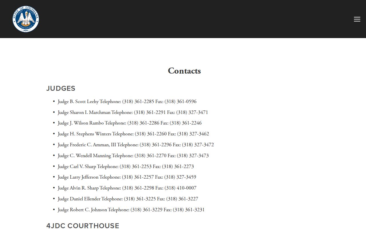 Morehouse judge clerk district attorney and sheriff contacts used for Morehouse Parish arrest warrants