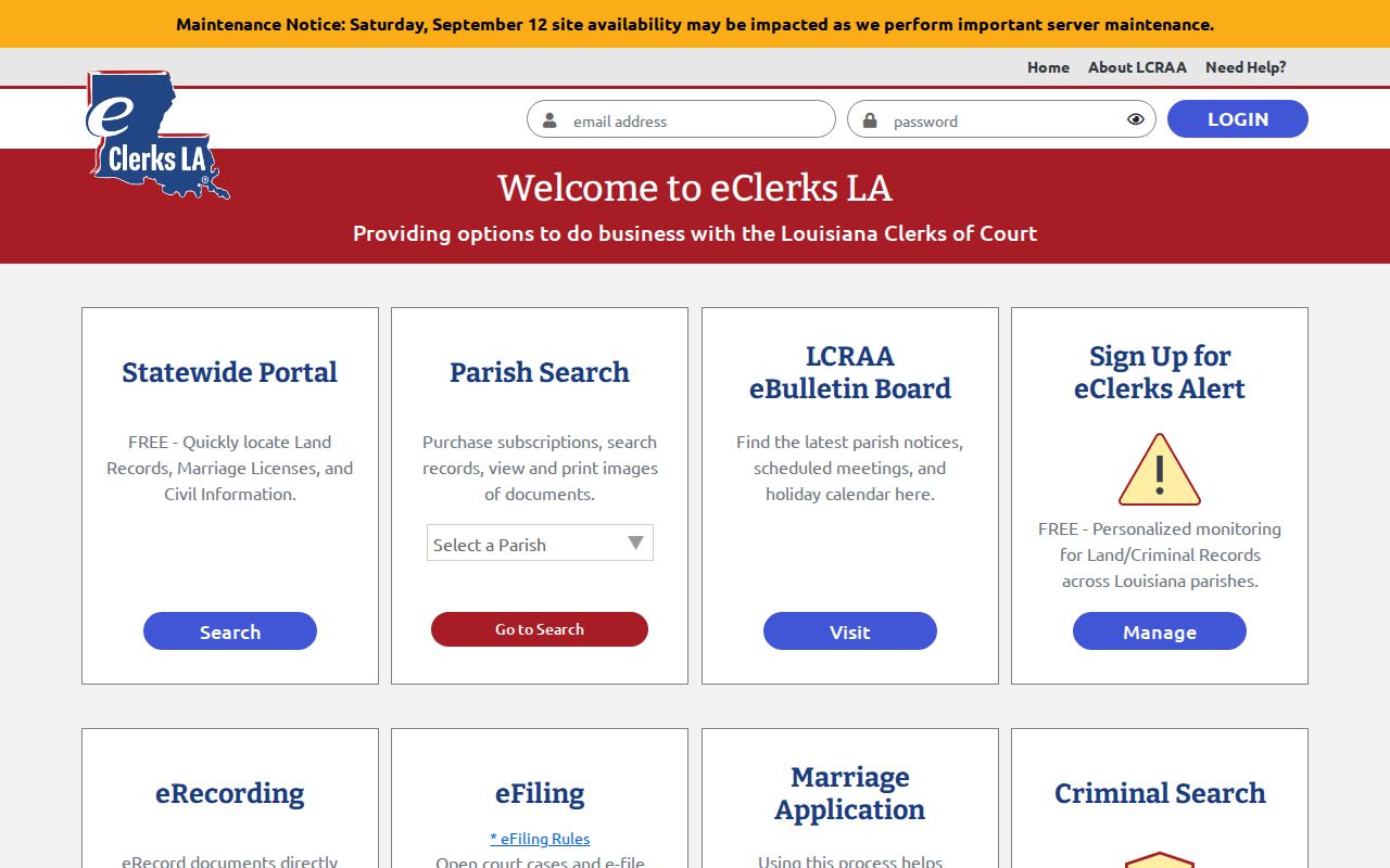 eClerks criminal search tile reviewed for Morehouse Parish warrant records