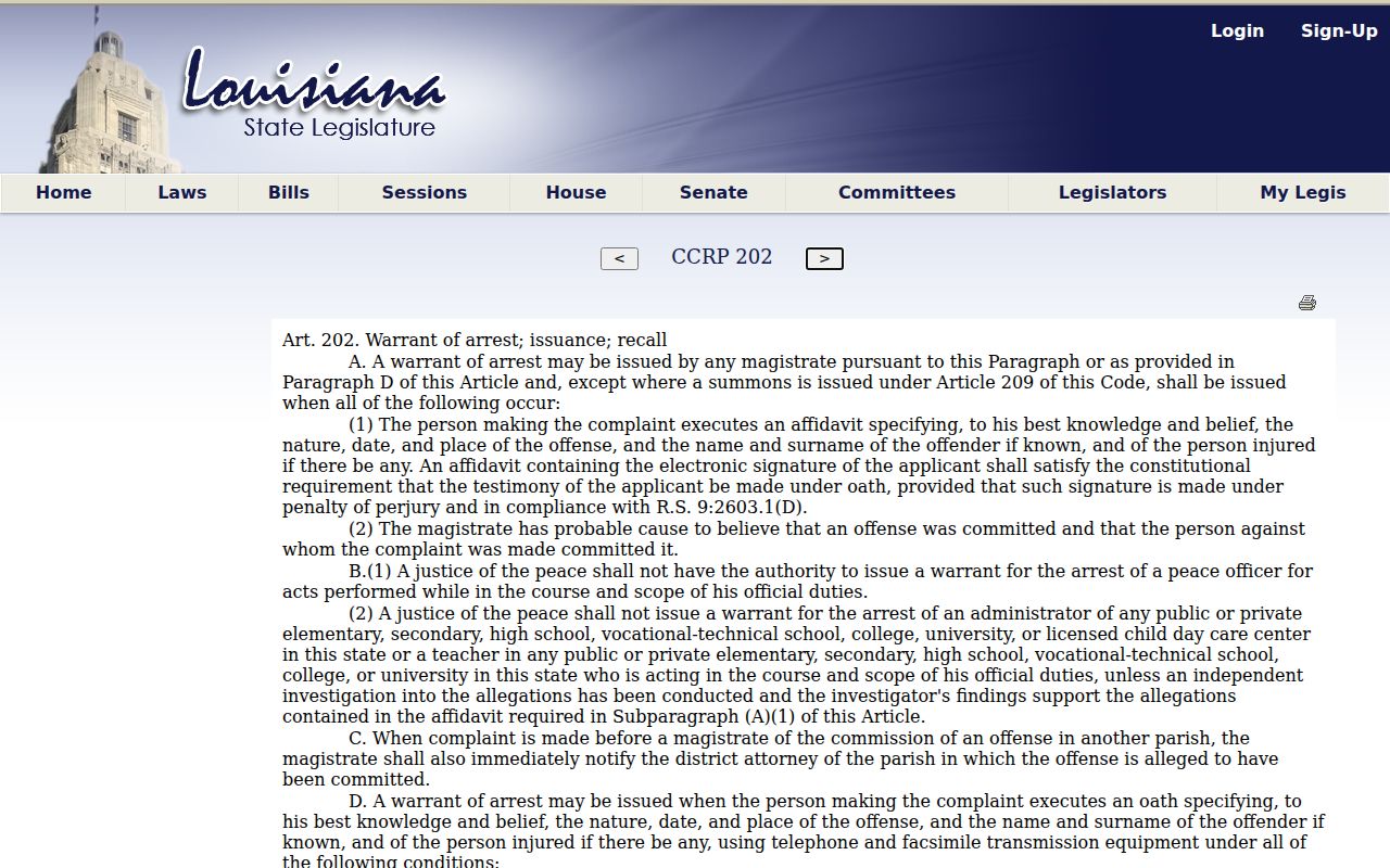 Louisiana warrant issuance and recall statute reviewed for Morehouse Parish active warrants