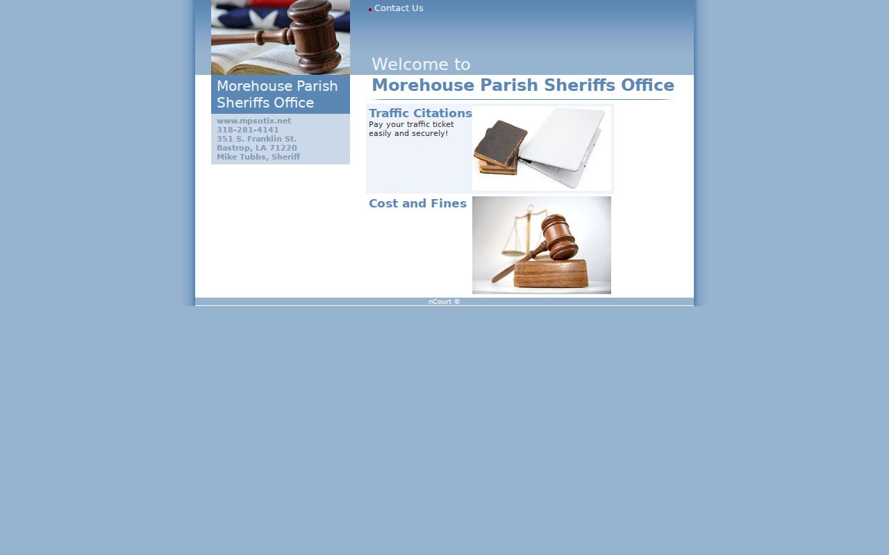 Morehouse Parish Sheriff nCourt payment landing reviewed for traffic warrant records