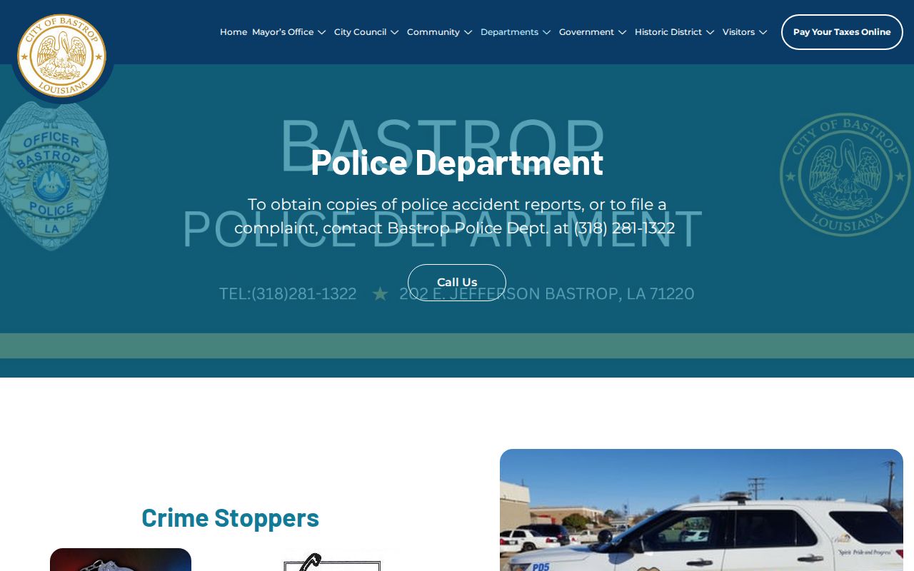 Bastrop Police Department contact page reviewed for Bastrop warrant records