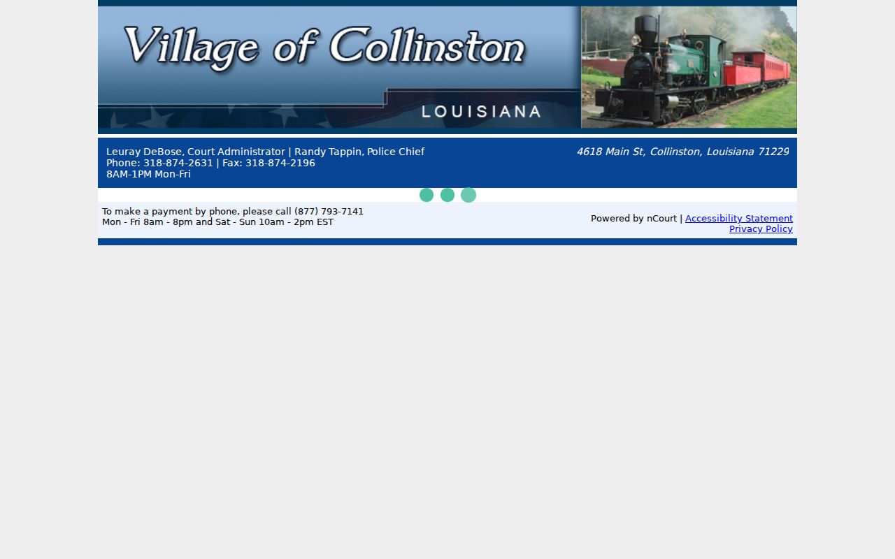 Collinston payment route access check for Morehouse Parish traffic warrant records